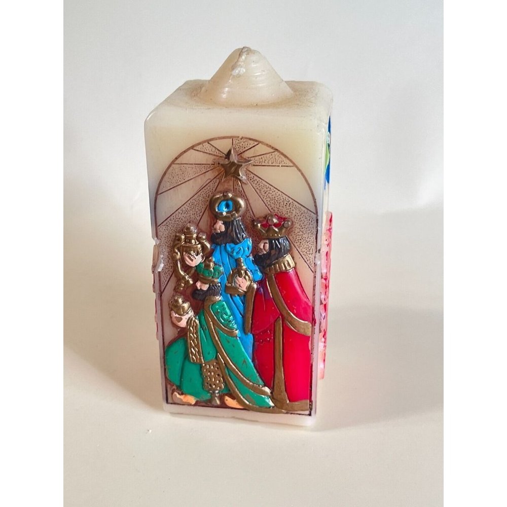 Vintage Embossed Christmas Message Candle Bayberry Scent Jasco Never Used 5"